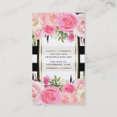 Carte De Visite Aquarelle rose Fleurs Noir Blancs Classy (Dos)