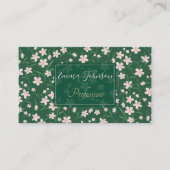 Carte De Visite Aquarelle rose Floral Botanique foncé Vert (Devant)