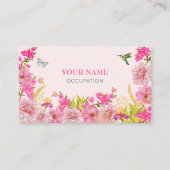 Carte De Visite Aquarelle rose Floral oiseau tropical (Devant)