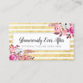 Carte De Visite Aquarelle rose Floral & Or Glam (Devant)