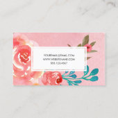 Carte De Visite Aquarelle rose Floral Pattern Shop (Dos)