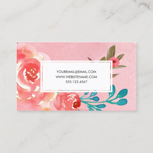 Carte De Visite Aquarelle rose Floral Pattern Shop (Dos)