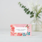 Carte De Visite Aquarelle rose Floral Pattern Shop (Debout devant)