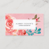 Carte De Visite Aquarelle rose Floral Pattern Shop (Devant)