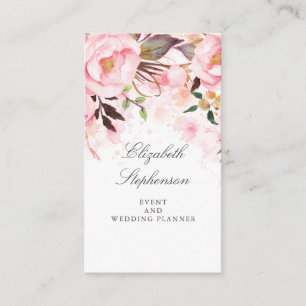 Carte De Visite Aquarelle rose florale Élégante et moderne