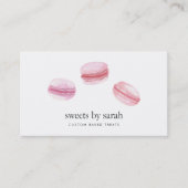 Carte De Visite Aquarelle rose Français Macarons Bakou (Devant)