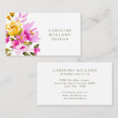 Carte De Visite Aquarelle rose Jaune Fleur Florale Design simple (Devant / Derrière)