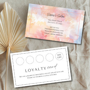 Carte De Visite Aquarelle rose Jaune Laver Salon Clou Loyauté