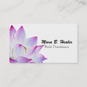 Carte De Visite ~ Aquarelle rose Lotus Water Lily Simple Business