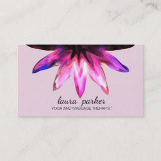 Carte De Visite Aquarelle rose lotus Yoga Soin Massage
