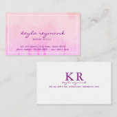 Carte De Visite aquarelle rose maquillage (Devant / Derrière)