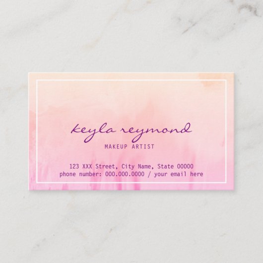 Carte De Visite aquarelle rose maquillage (Devant)