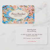 Carte De Visite Aquarelle rose mignonne Floral Retro Beauté Spa (Devant / Derrière)