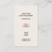 Carte De Visite Aquarelle rose moderne Cadre Floral (Dos)