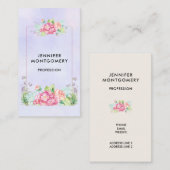 Carte De Visite Aquarelle rose moderne Cadre Floral (Devant / Derrière)