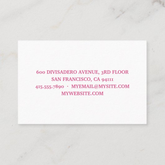 Carte De Visite Aquarelle rose moderne douce comme les beignets Ci (Dos)