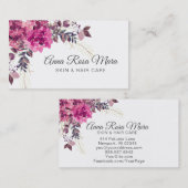 Carte De Visite Aquarelle rose moderne florale Hygrangea de *~* (Devant / Derrière)