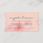 Carte De Visite Aquarelle rose Ombre moderne Sceau rose (Dos)