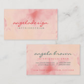 Carte De Visite Aquarelle rose Ombre moderne Sceau rose (Devant / Derrière)