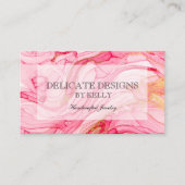 Carte De Visite Aquarelle rose or (Devant)