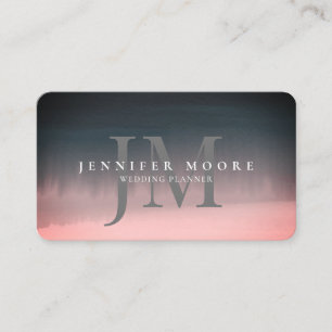 Carte De Visite Aquarelle Rose or bleu Monogramme