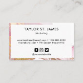 Carte De Visite Aquarelle rose or Calligraphie Peinture Splatter (Dos)