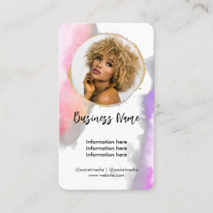 Carte De Visite Aquarelle rose Or Feminin Social Media Girl