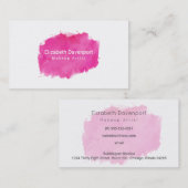 Carte De Visite Aquarelle rose Paint Splatter (Devant / Derrière)