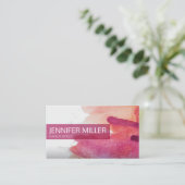 Carte De Visite Aquarelle rose Paint Splatter Abstrait (Debout devant)