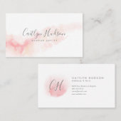 Carte De Visite Aquarelle rose pâle Feminine (Devant / Derrière)