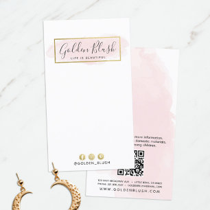 Carte De Visite Aquarelle rose pâle or à oreille Écran bijoux
