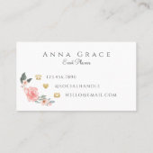 Carte De Visite Aquarelle rose pâle Rose floral (Dos)