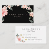 Carte De Visite Aquarelle rose pâle Rose floral (Devant / Derrière)
