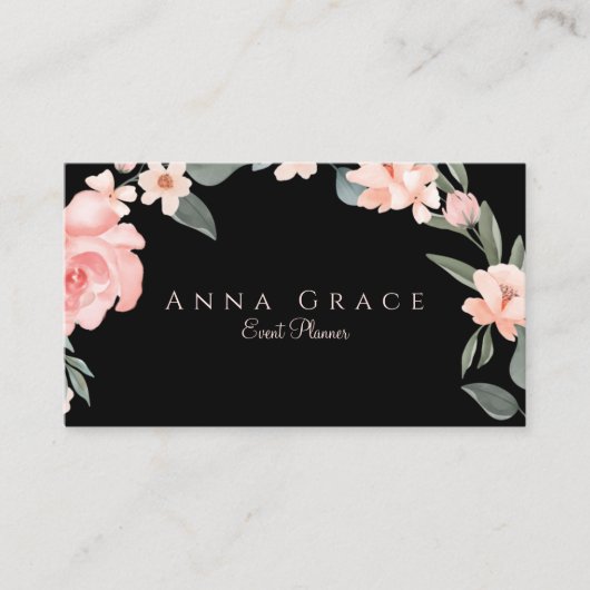 Carte De Visite Aquarelle rose pâle Rose floral (Devant)