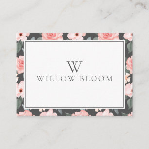 Carte De Visite Aquarelle rose pâle Rose floral & Sage vert
