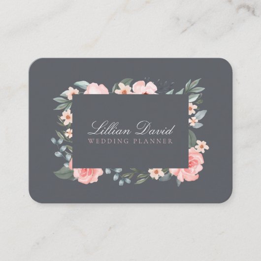 Carte De Visite Aquarelle rose pâle Rose floral & Sage vert (Devant)