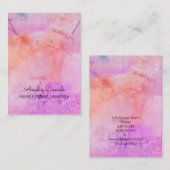Carte De Visite Aquarelle rose Peach Écran du collier (Devant / Derrière)