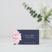 Carte De Visite Aquarelle rose Peony Floral Marine (Debout devant)