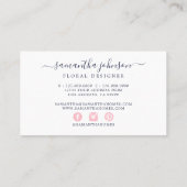 Carte De Visite Aquarelle rose Peony Floral Marine (Dos)