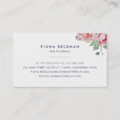 Carte De Visite Aquarelle rose Peony & Navy Stripe (Dos)