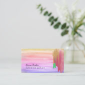 Carte De Visite Aquarelle rose pourpre Artiste peint Abstrait (Debout devant)