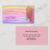 Carte De Visite Aquarelle rose pourpre Artiste peint Abstrait (Devant / Derrière)