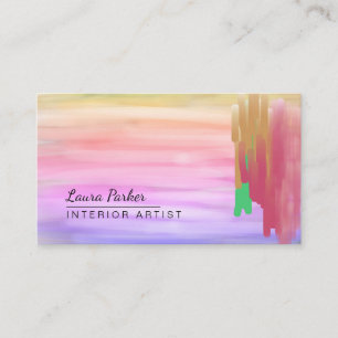 Carte De Visite Aquarelle rose pourpre Artiste peint Abstrait