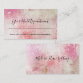 Carte De Visite Aquarelle rose rose Abstrait Rappel de rendez-vous (Devant / Derrière)