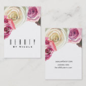 Carte De Visite Aquarelle Rose rose blanc floral glam chic (Devant / Derrière)