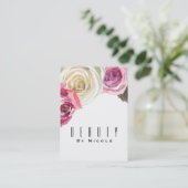 Carte De Visite Aquarelle Rose rose blanc floral glam chic (Debout devant)