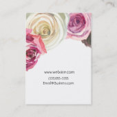 Carte De Visite Aquarelle Rose rose blanc floral glam chic (Dos)