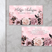 Carte De Visite Aquarelle rose Rose Floral