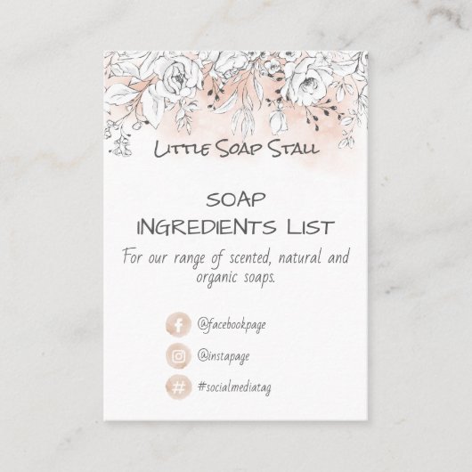 Carte De Visite Aquarelle rose Rose parfum de savon Ingrédients (Devant)