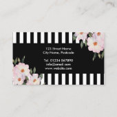 Carte De Visite Aquarelle rose Roses Peinture Noir Blancs (Dos)